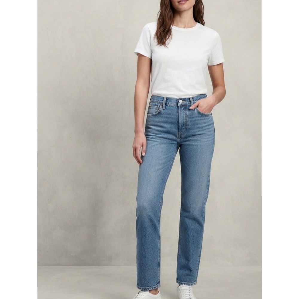 Gap Denim High Rise Vintage Straight Leg Button Fly Medium Wash Jeans 29